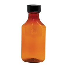 Plastic Oval Bottle with Screw Cap, Amber
